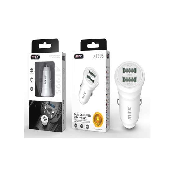 SMART CAR CHARGER WITH 2 USB 12W MTK WHITE SMART CAR CHARGER WITH 2 USB 12W MTK WHITE